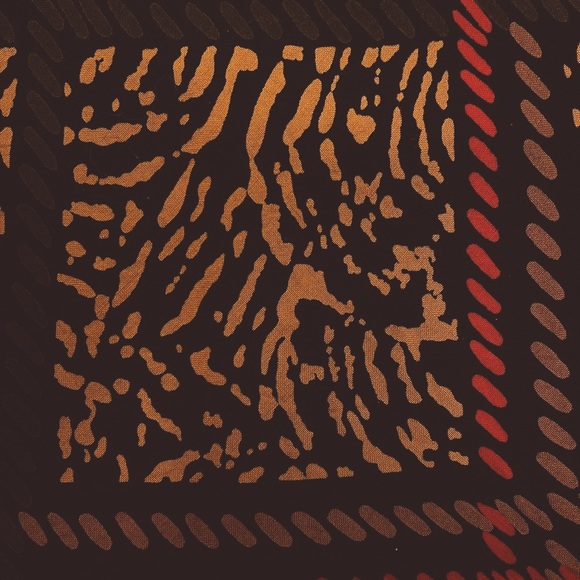 🇨🇦 Vintage ’90s A-Line Maxi Skirt – Red, Brown & Caramel Abstract on Black - Picture 3 of 16